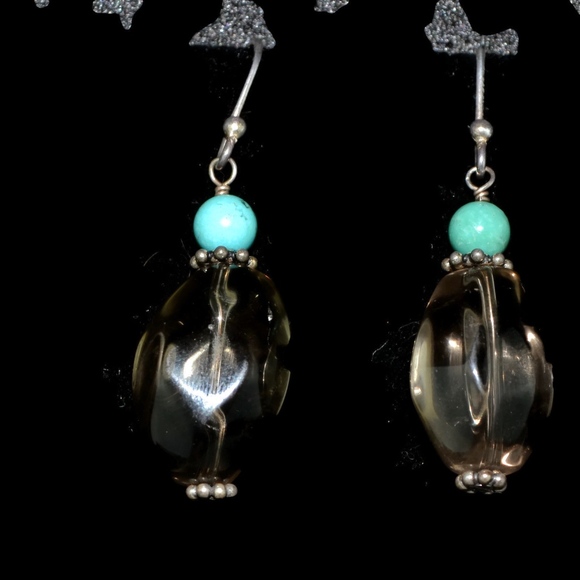 Sterling Silver Smokey Topaz & Tourquiose - Picture 2 of 3